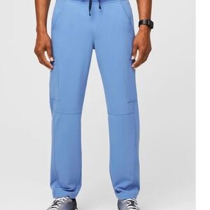 FIGS Mens Ceil Blue Cargo Scrub Pants Axiom Core Color Drawstring Classic